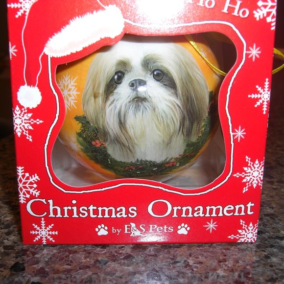 E & S Pet Dog Christmas tree ornament Unbreakable ball Shih Tzu - Picture 1 of 1